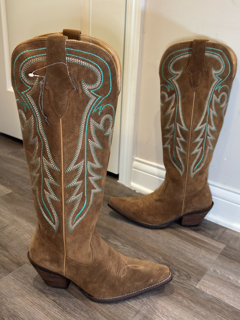 Shyanne Rowan Tall Suede Brown Tan Western Boots
